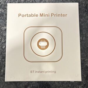 Portable Mini Printer - White with Gold Accent